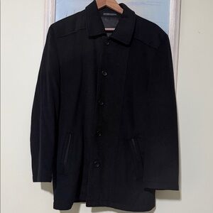 Andre Lanzino Black Charcoal 100% Wool Men's  Coat Hand Tailored Jacket Size:S